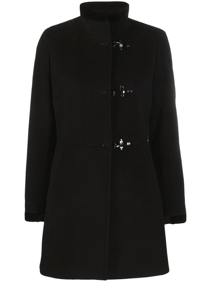 Fay Funnel Neck Short Coat - Black