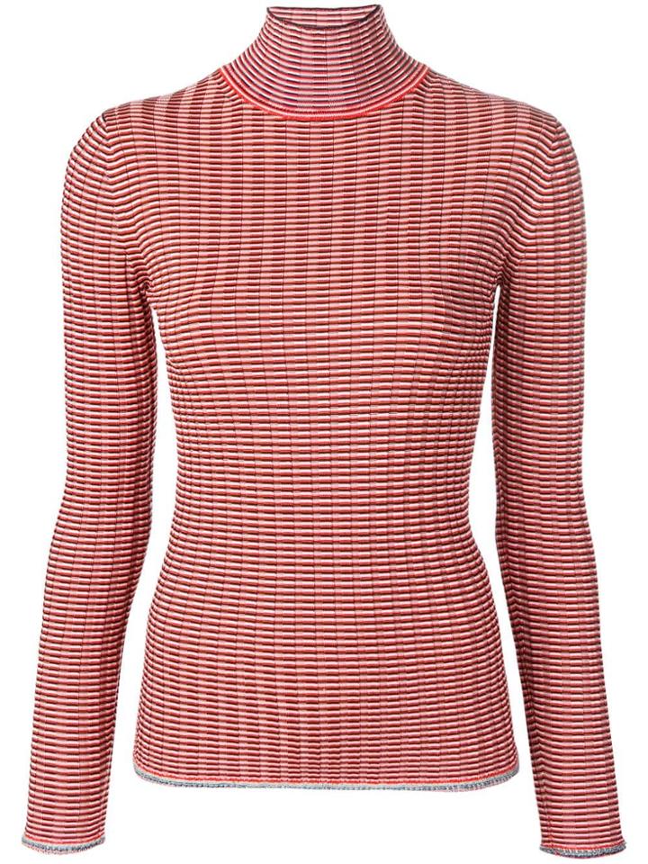 Victoria Victoria Beckham Striped Turtleneck Jumper - Red