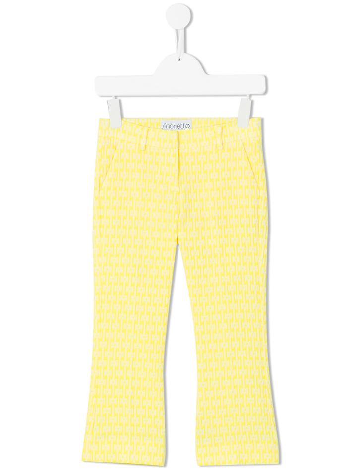 Simonetta - Textured Trousers - Kids - Cotton/polyester/polyimide - 4 Yrs, Yellow/orange
