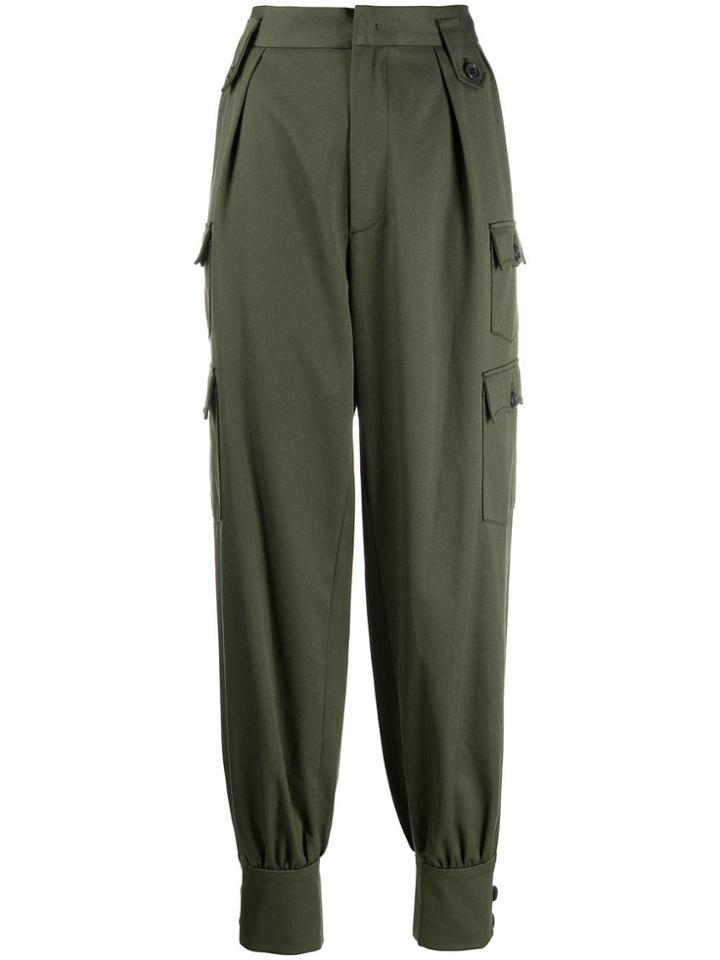 Miu Miu High Waist Cargo Trousers - Green