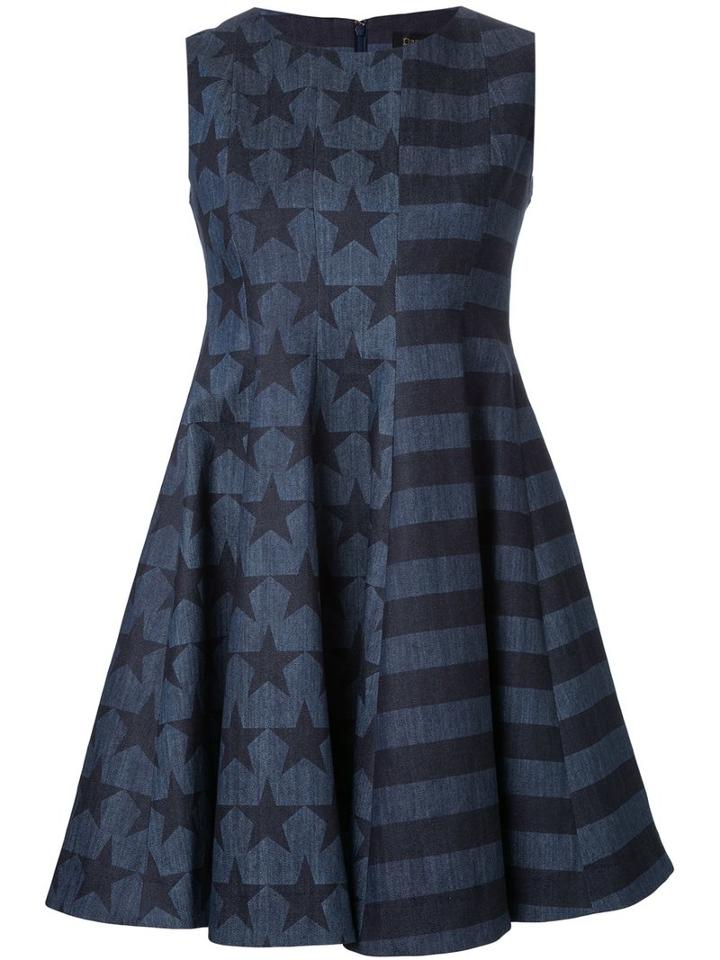Dresscamp Stars And Stripes Print Dress, Women's, Size: 38, Blue, Cotton/polyurethane