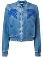 Stella Mccartney - Palm Patch Zip Bomber Jacket - Women - Cotton/spandex/elastane - 40, Blue, Cotton/spandex/elastane