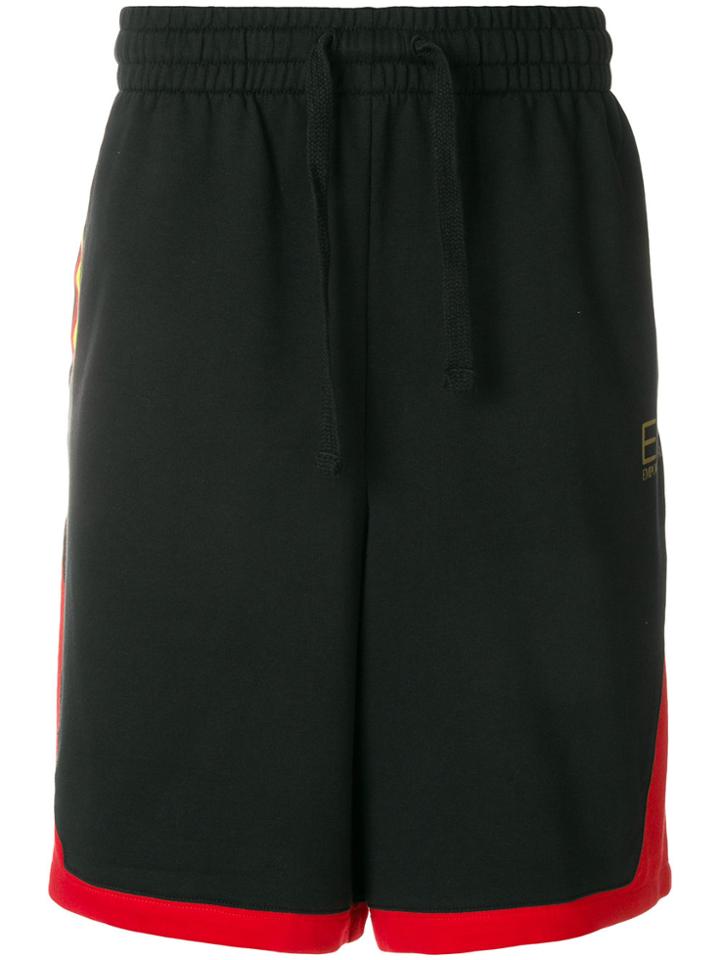 Ea7 Emporio Armani Contrasting Side Panel Shorts - Black