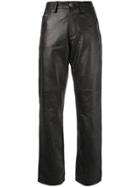 Versace Vintage Leather Straight Jeans - Black