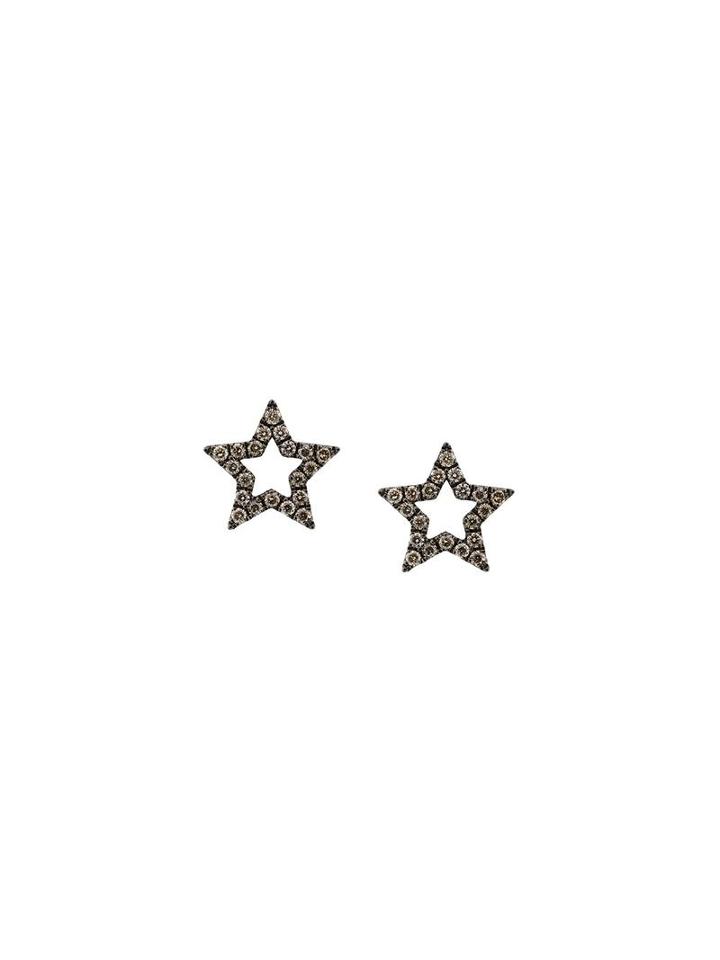 Rosa De La Cruz Diamond Encrusted Star Earrings, Women's, Metallic