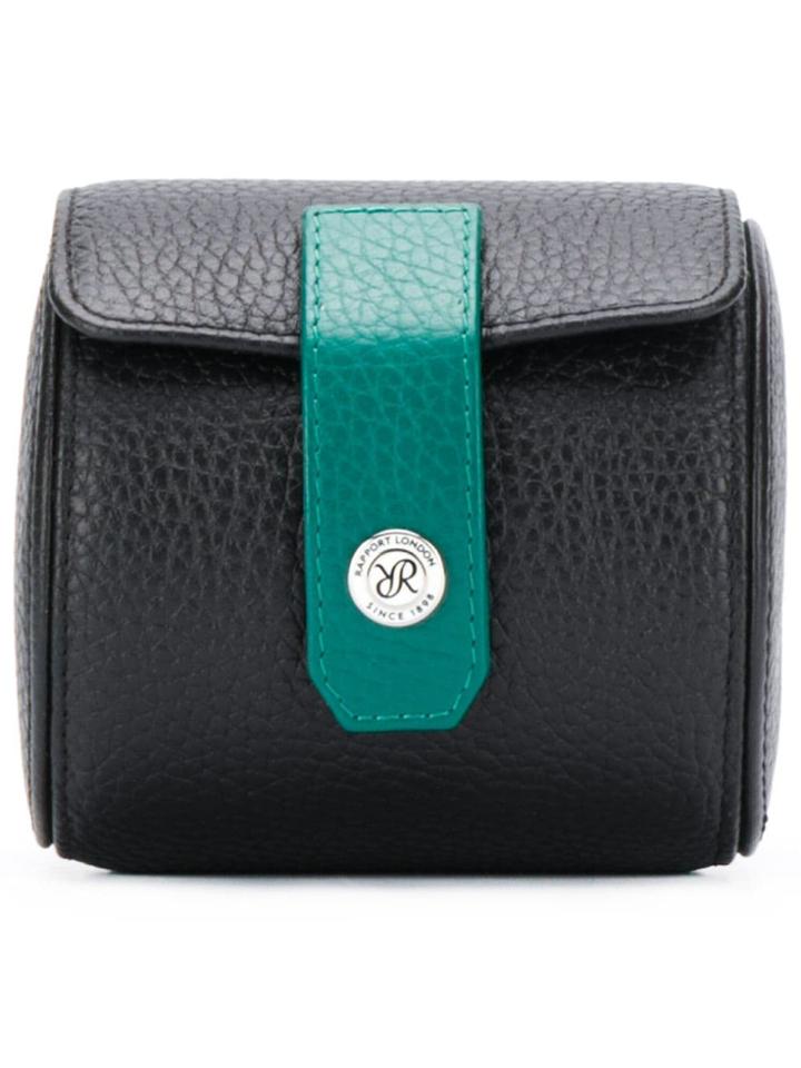 Rapport Single Watch Roll In Black Leather With
