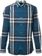 Burberry Brit Checked Shirt, Men's, Size: Xl, Blue, Cotton/polyamide/spandex/elastane