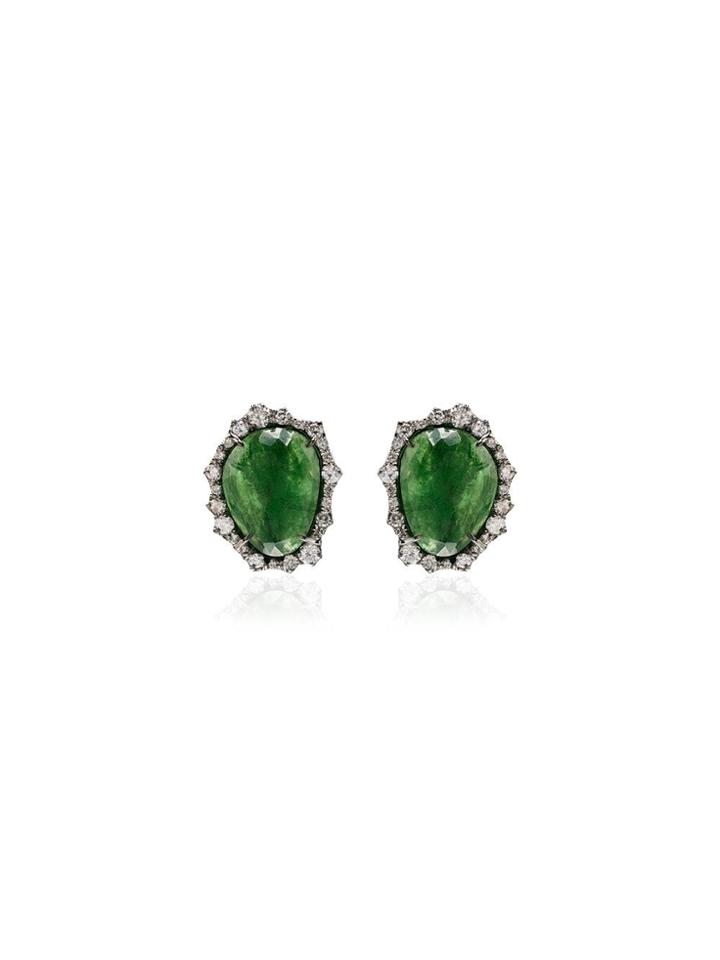Kimberly Mcdonald 18kt White Gold Diamonds Earrings - Green