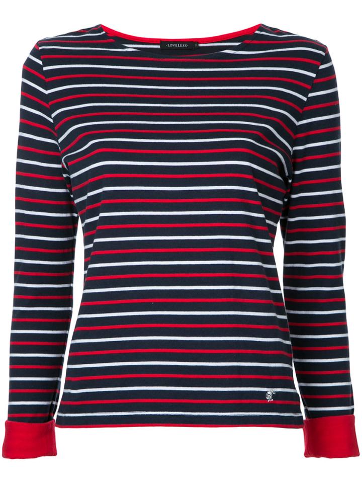 Loveless Contrast Cuff Bateau Top - Blue