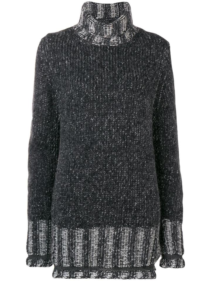 Mm6 Maison Margiela Stripe Trim Turtleneck Sweater - Grey