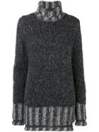 Mm6 Maison Margiela Stripe Trim Turtleneck Sweater - Grey
