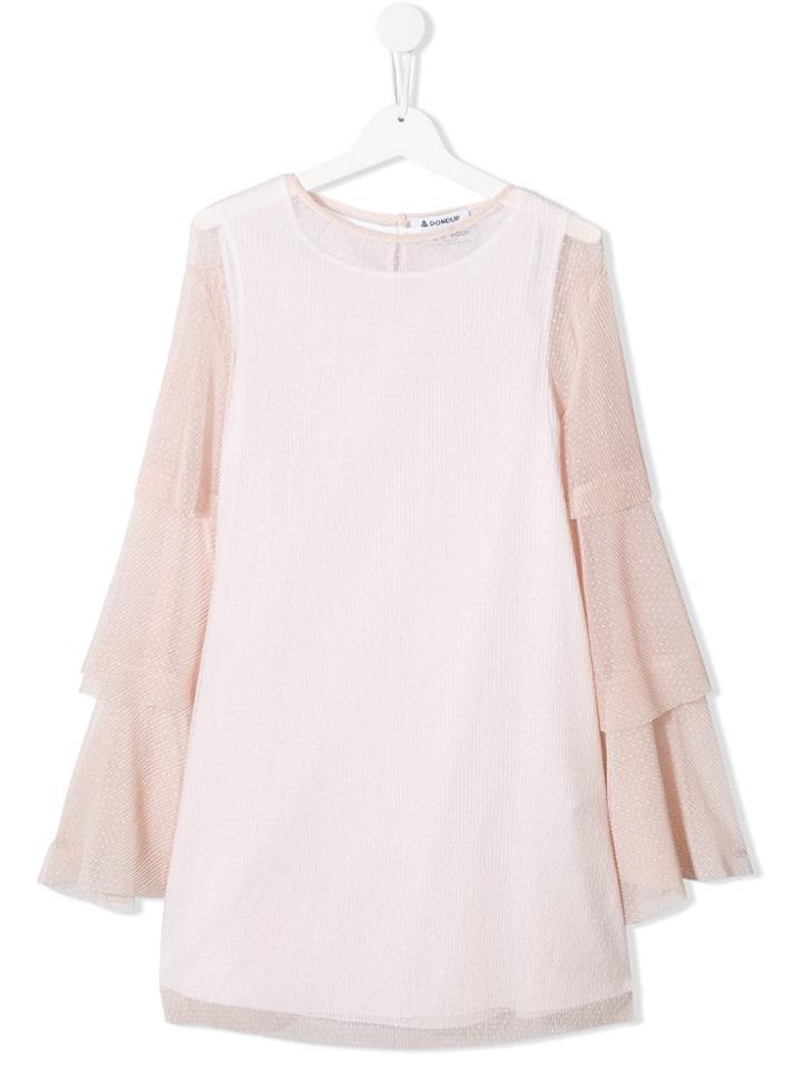 Dondup Kids Teen Frill Sleeve Dress - Neutrals