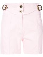 Chloé Belted High-waisted Denim Shorts - Pink & Purple