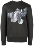 Neil Barrett Angel And Eagle Print Sweatshirt, Men's, Size: Large, Green, Polyurethane/viscose