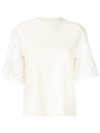 See By Chloé Open Embroidery Sleeve Tee - Yellow & Orange