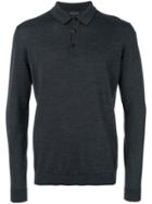 Eleventy Long Sleeved Polo Shirt - Black