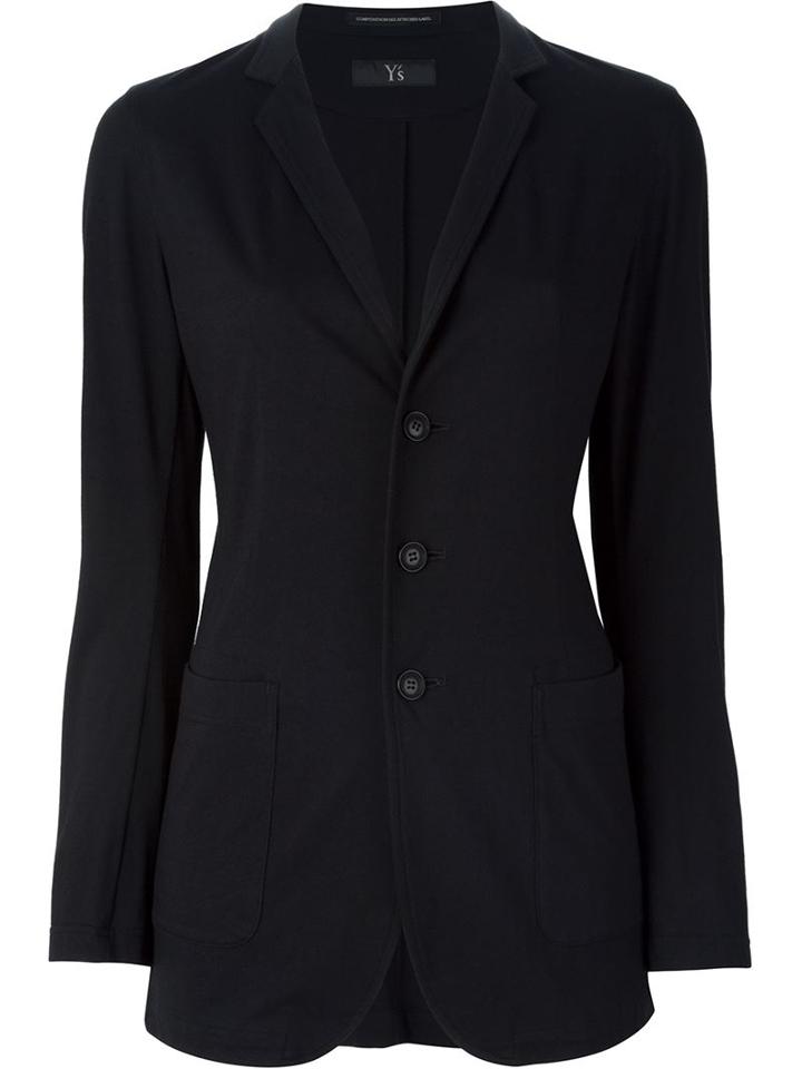 Y's Notched Lapel Blazer, Women's, Size: 2, Black, Cotton/rayon