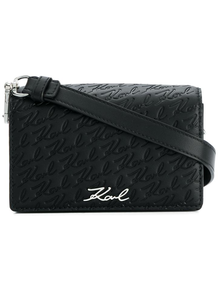 Karl Lagerfeld Signature Allover Mini Shoulder Bag - Black