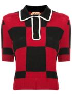 No21 Check Short-sleeve Sweater - Red