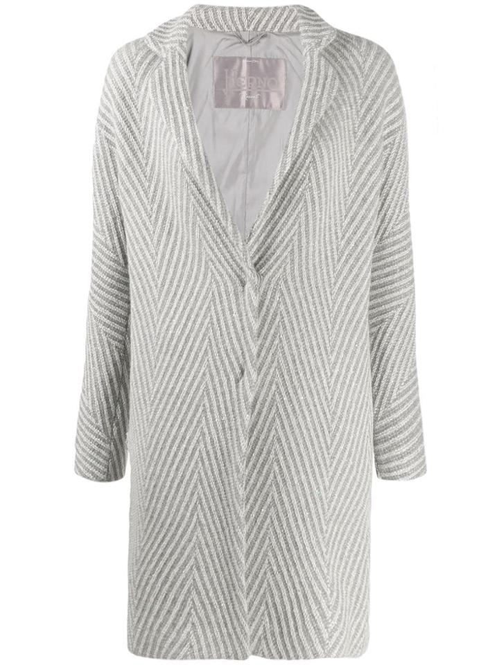 Herno Geometric Pattern Single-breasted Coat - Grey