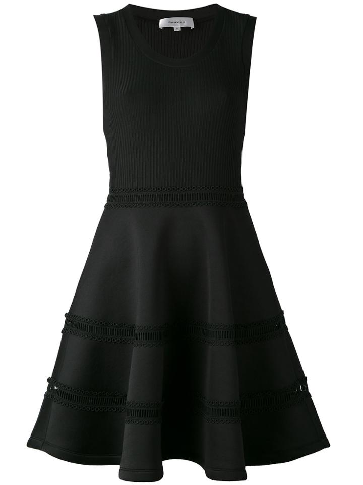Carven Sleeveless Ribbed Skater Dress - Black