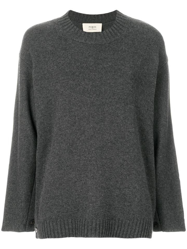 Ports 1961 Ribbed Trim Loose Fit Jumper - Grey
