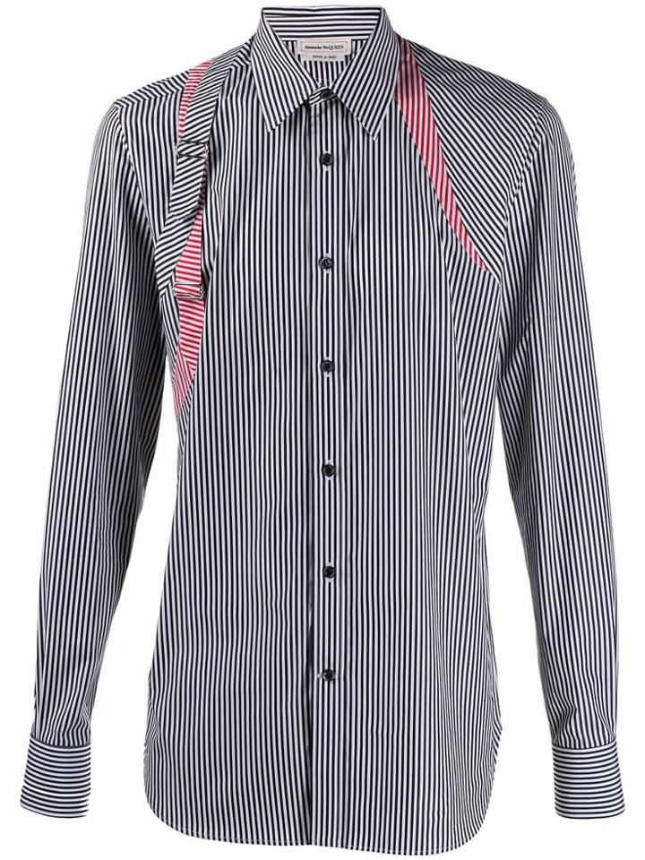 Alexander Mcqueen Striped Harness Shirt - Black