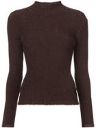 Milly Ribbed Stand Up Top - Brown