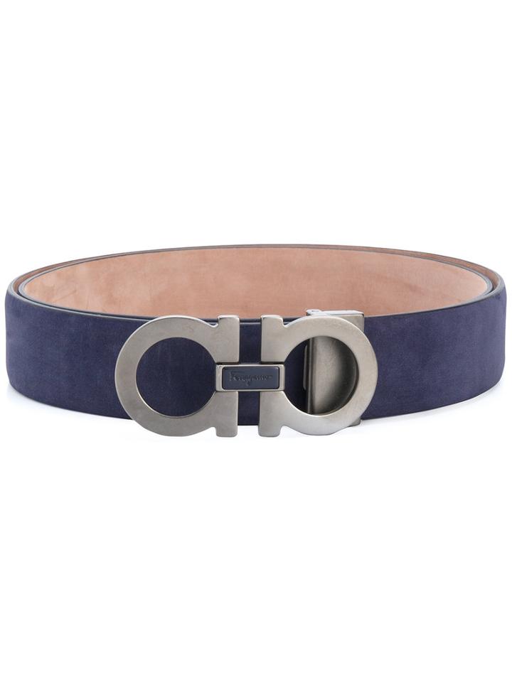 Salvatore Ferragamo - Logo Buckle Belt - Men - Nubuck Leather - 115, Blue, Nubuck Leather