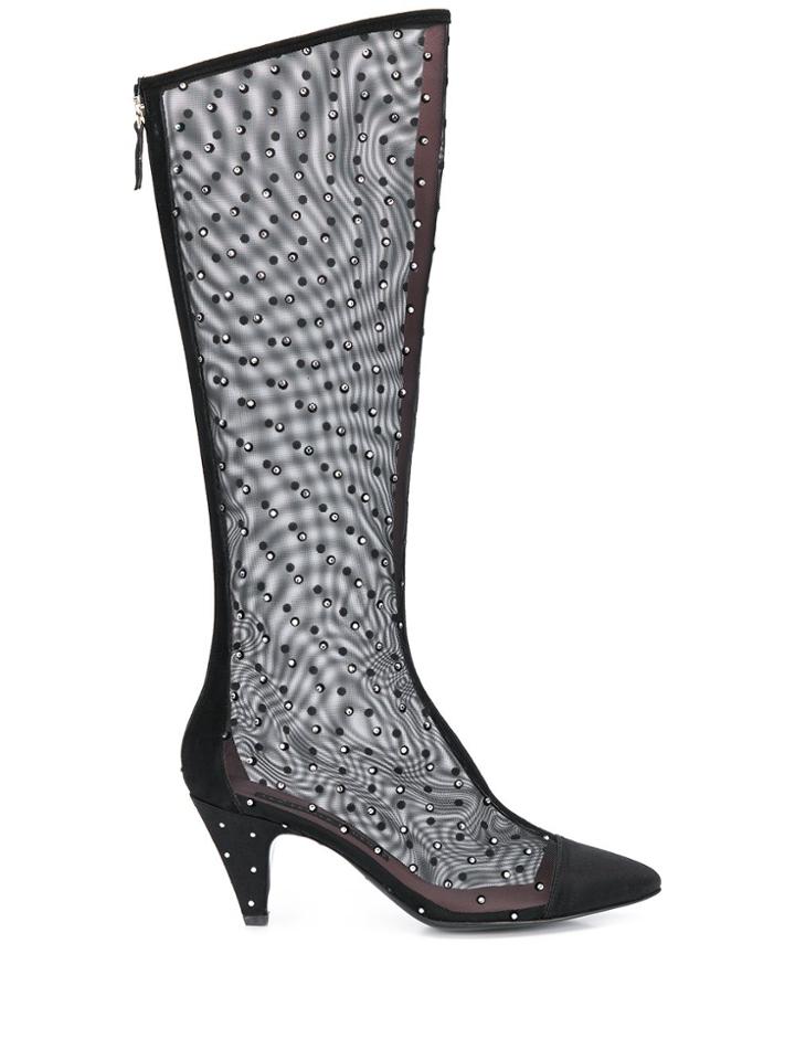 Les Petits Joueurs Mesh High Boots - Black