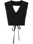 Ellery V-neck Crop Top, Women's, Size: 12, Black, Polyester/spandex/elastane/virgin Wool