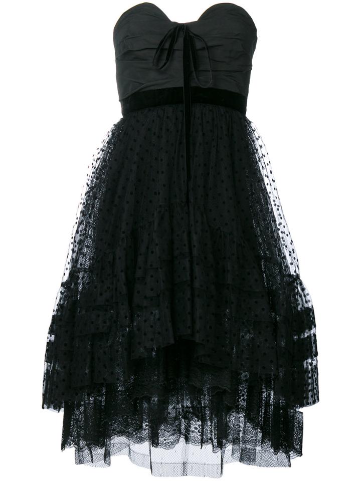 Philosophy Di Lorenzo Serafini Strapless Polka Dot Tulle Dress - Black