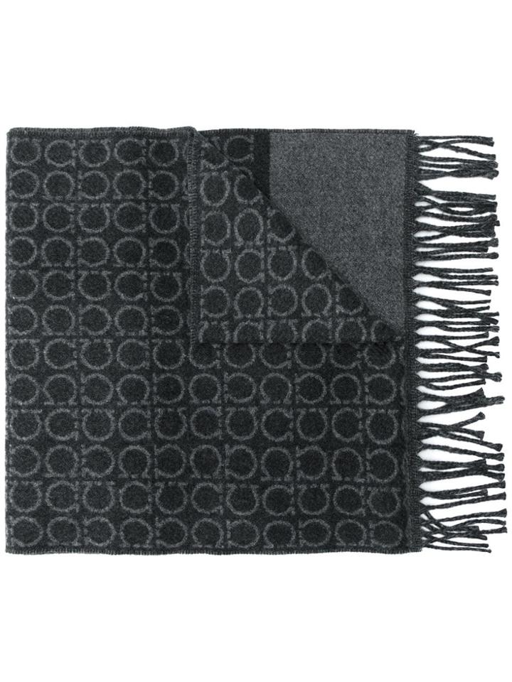 Salvatore Ferragamo Gancio Logo Scarf - Grey