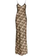 Nili Lotan V-neck Snake-print Maxi Dress - Brown