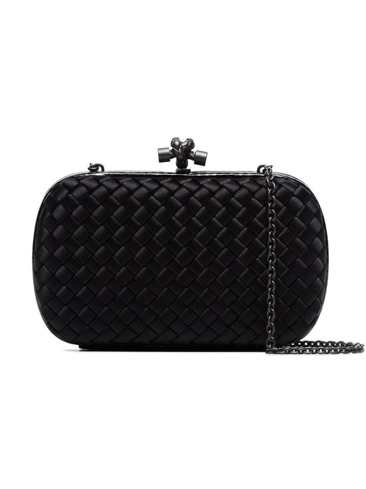 Bottega Veneta Black Chain Knot Silk Satin Shoulder Bag