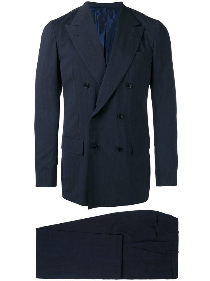 Kiton - Double-breasted Two Piece Suit - Men - Cupro/wool - 48, Blue, Cupro/wool