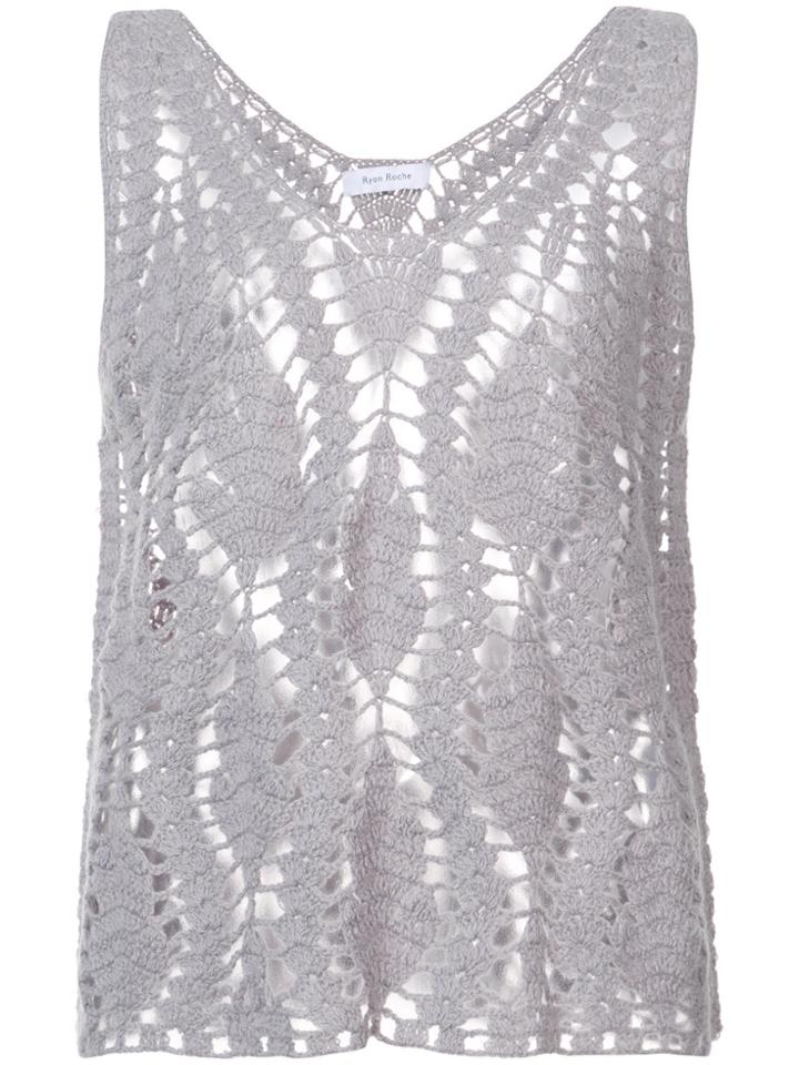 Ryan Roche Crocheted Design Top - Grey