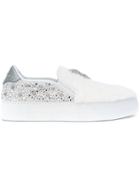 Philipp Plein Faux Fur Embellished Sneakers - White