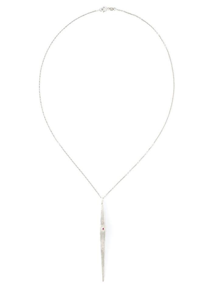 Drew Evan Ruby Stone Brushed Pendant Necklace