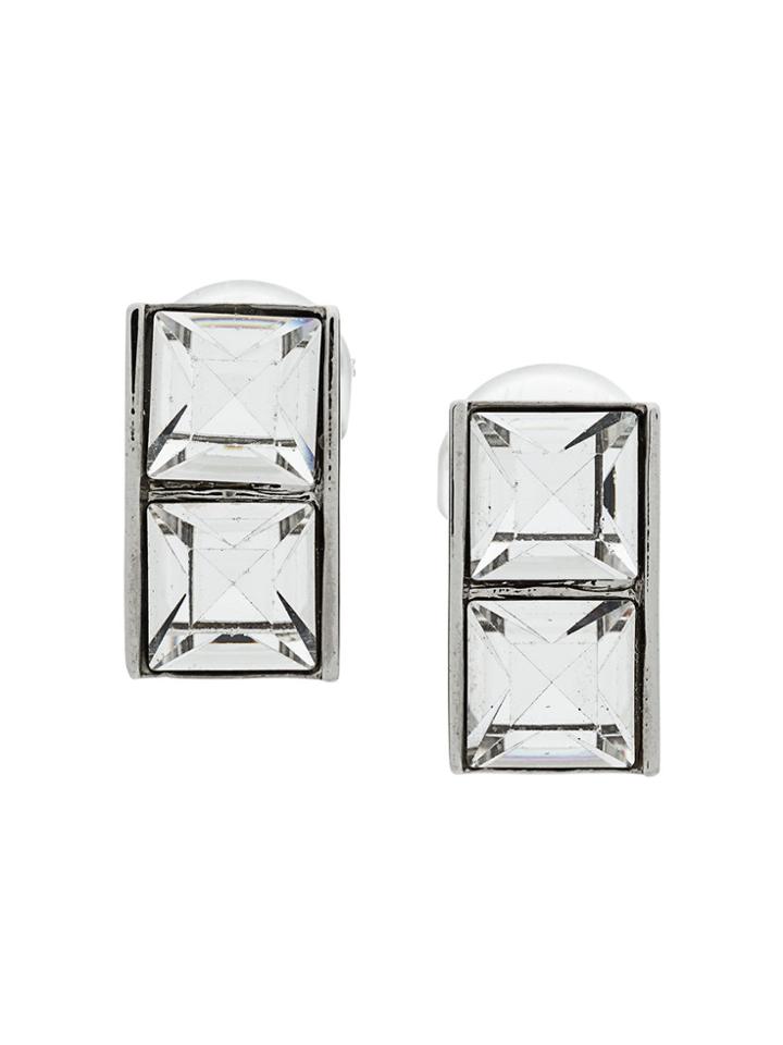 Christian Dior Vintage 90's Squared Earrings - Metallic