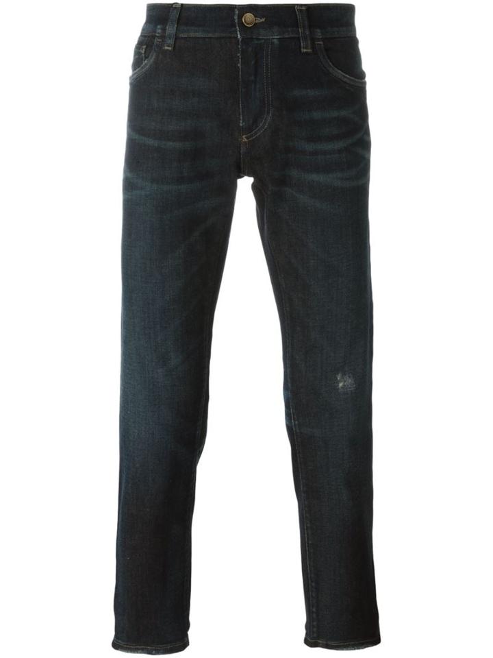 Dolce & Gabbana Ripped Detail Jeans, Men's, Size: 52, Blue, Spandex/elastane/cotton