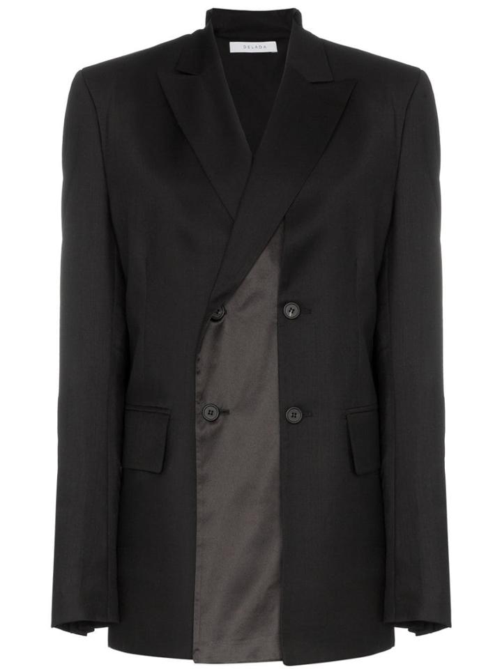 Delada Double-breasted Blazer - Black