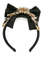 Dolce & Gabbana Crystal Embellished Bow Headband, Women's, Black, Polyamide/silk/crystal/brass