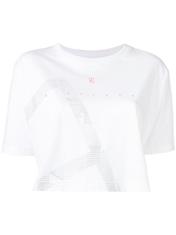 Nike Logo Print Crop Top, Women's, Size: Small, White, Cotton