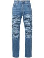 Alexander Mcqueen Ripped Loose Fit Jeans - Blue