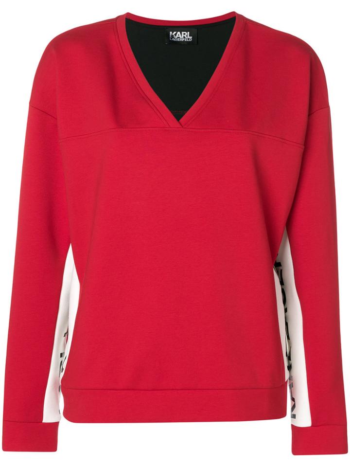 Karl Lagerfeld V-neck Logo Sweatshirt - Red