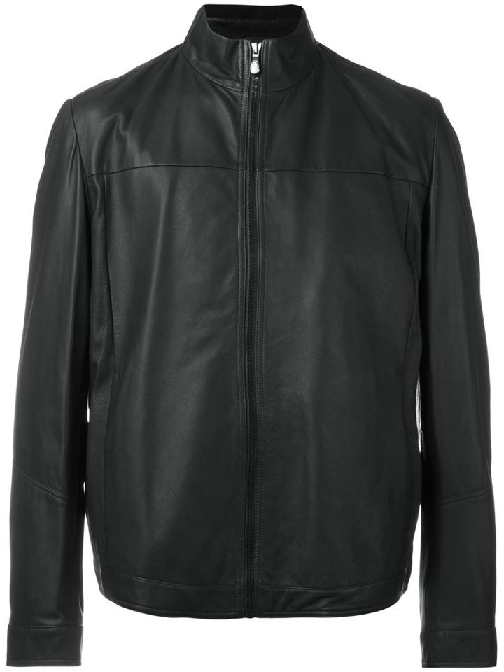 Boss Hugo Boss High Collar Jacket, Men's, Size: 46, Black, Lamb Skin/polyamide/polyester/cotton
