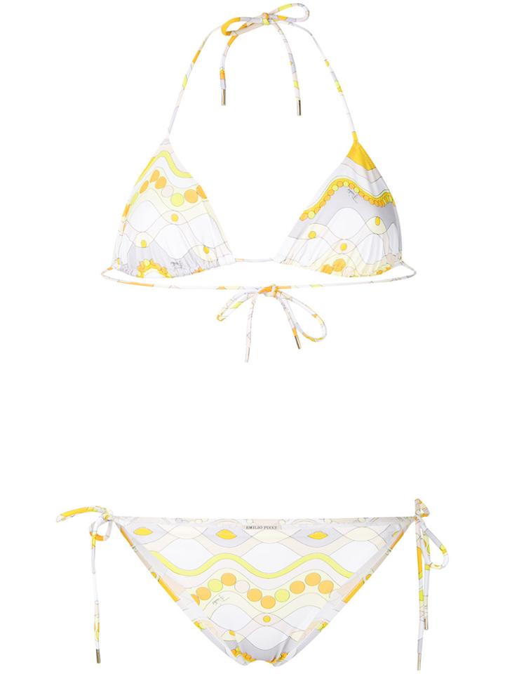 Emilio Pucci Printed Triangle Bikini Set - Yellow & Orange