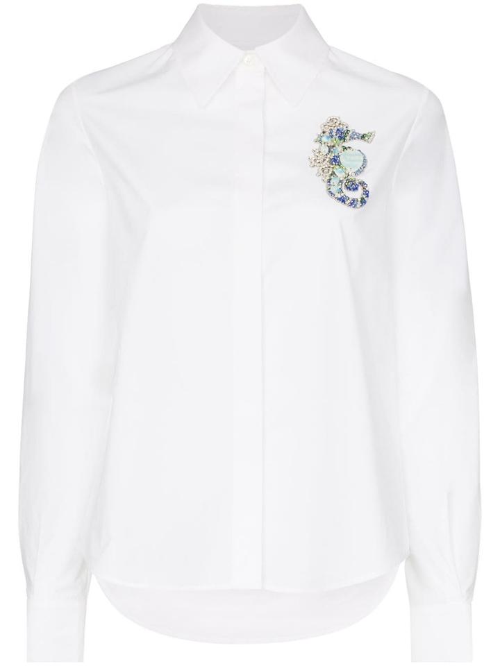 Mary Katrantzou Shane Long Sleeved Seahorse Detail Shirt - White