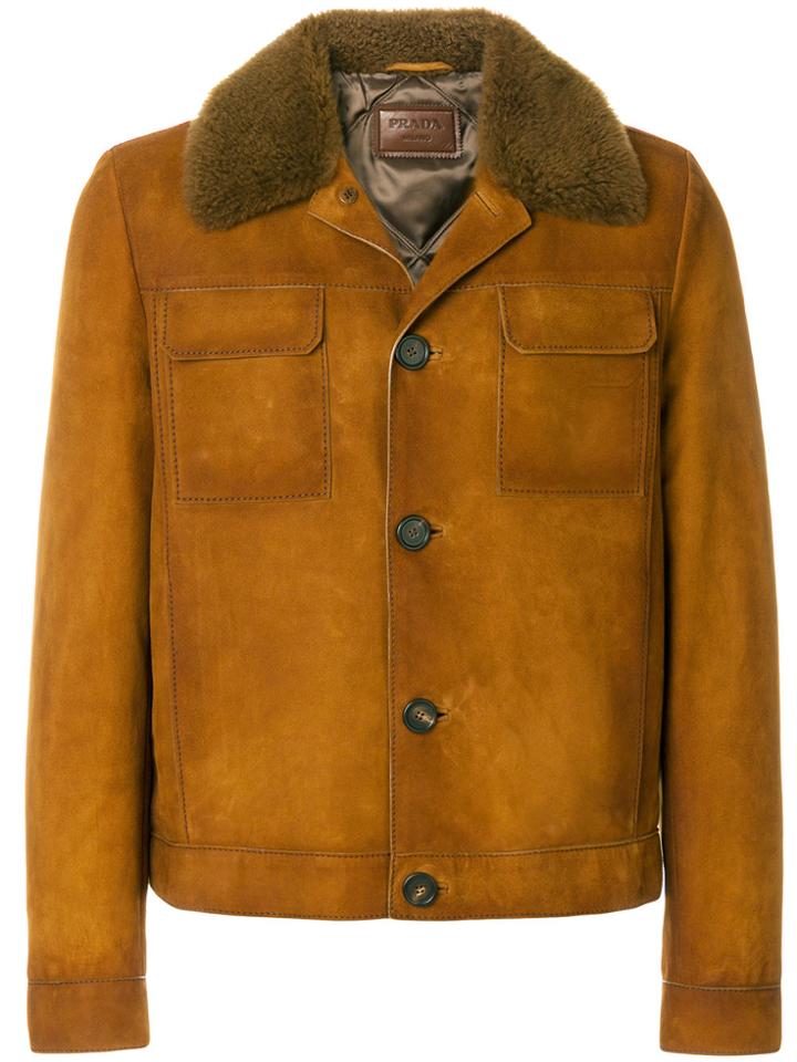 Prada Shearling Collar Jacket - Brown